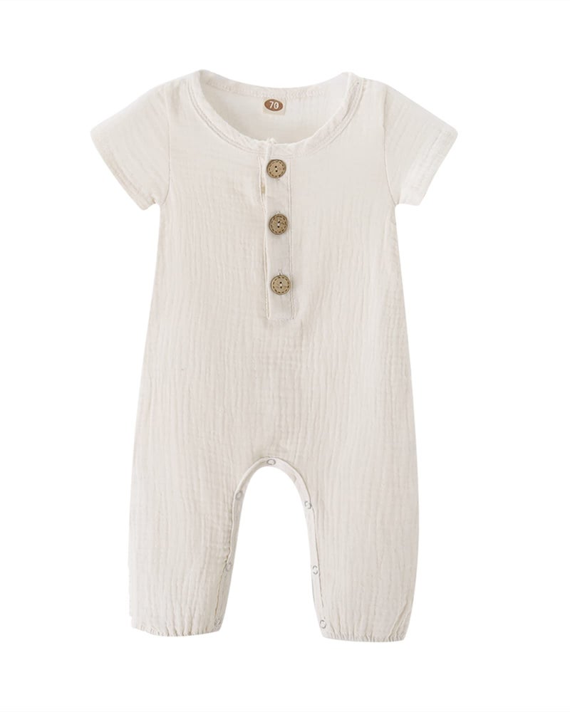 Saeaby Baby Girl Clothes Summer Outfit Infant White Jumpsuit Short Sleeve Romper Bodysuit Newborn Clothes One Pieces Outfit for Baby Girl 0-3 Months - Image 1